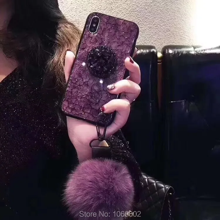 Hot Crystal Chain Pompom Fur Ball Case Capa For Xiaomi Redmi 8/8A 7/6/6A/5/5A/5 Plus/S2/Y2/4X Strap Fundas |