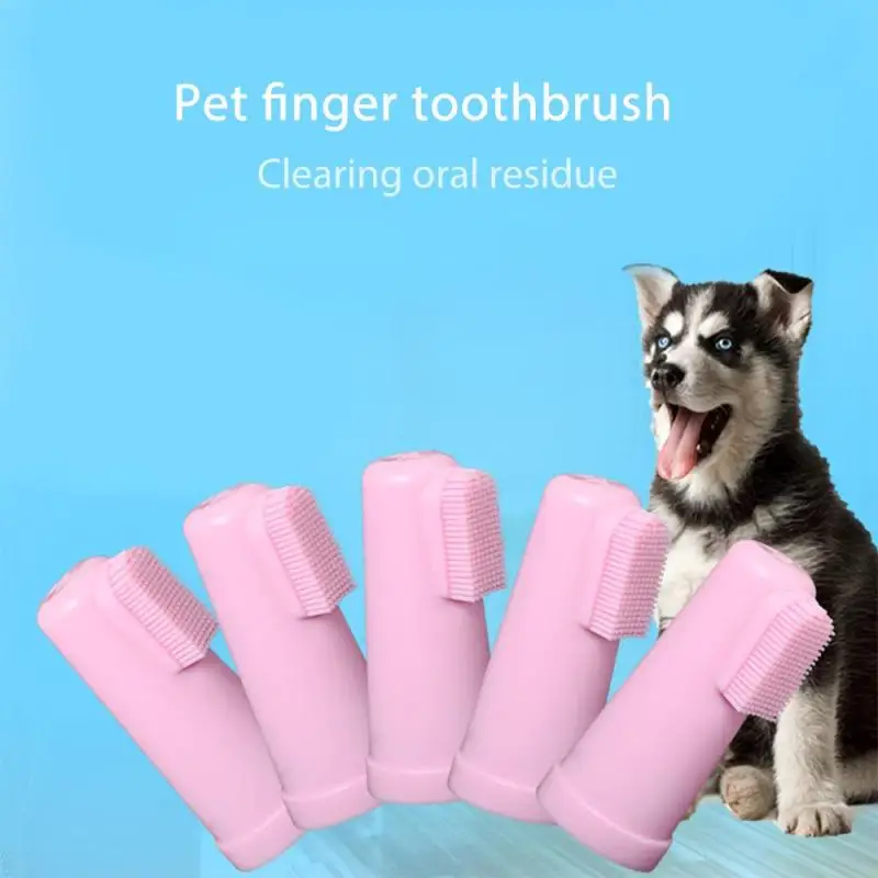 Hot Sale 5Pcs/set Soft Brush Pet Finger Toothbrush Teddy Dog Cat Puppy
