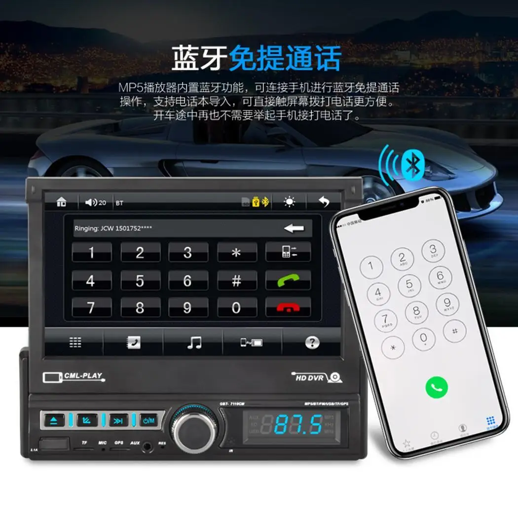  7 ''GPS Einzigen Din Auto Radio Teleskop FM Bluetooth Auto Stereo MP5 Player Navigation Auto-Multim