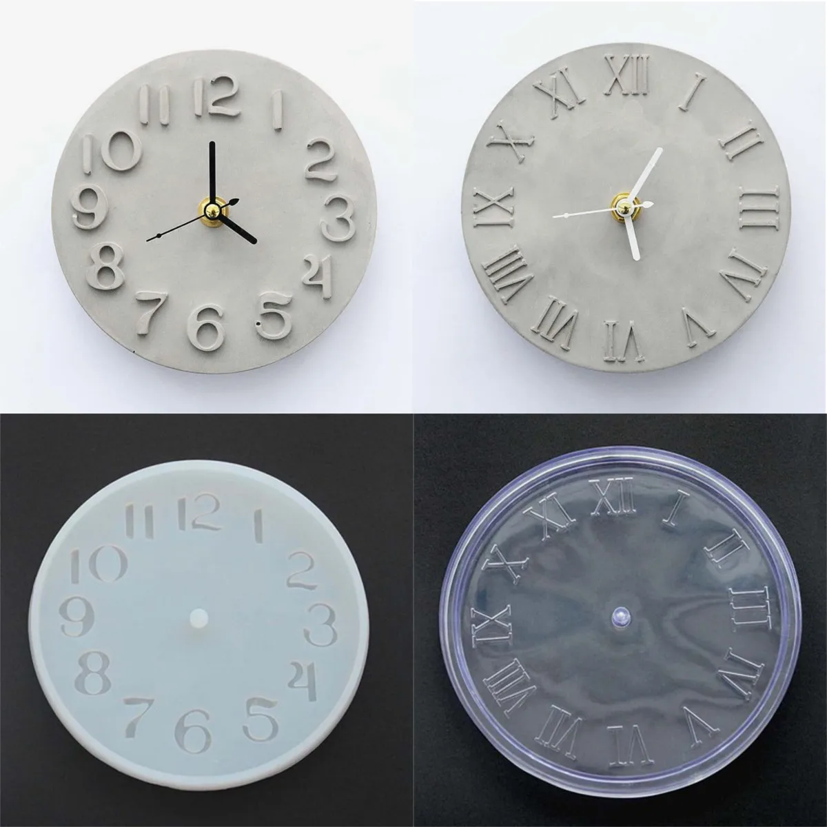 

White/Transparent Cement Concrete Silicone Mold DIY Craft Clock Making Clay Plaster Mould Handmade Pottery Clock Clay Mold New