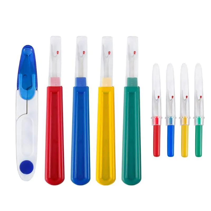 

9 in 1 Thread Cutter Seam Ripper Stitch Unpicker with Plastic Scissors Kit Sewing Tools & Accessory