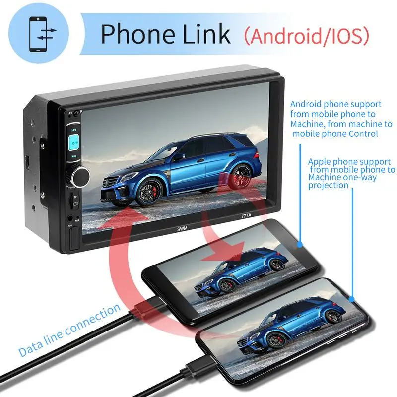 

2 Din 7"Touch Screen FM Video Stereo MP5 Player Auto Radio Universal Car Multimedia GPS Navi Bluetooth Sensitive Remote Control