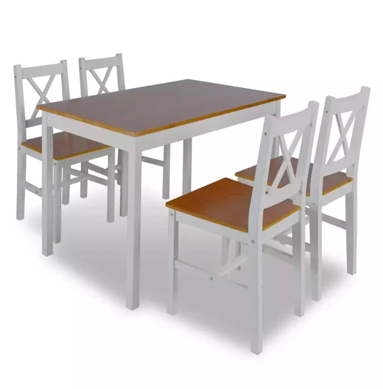 vidaXL Modern style Dining Set 5 Pieces Solid Wood Brown small family dining table and chairs combination