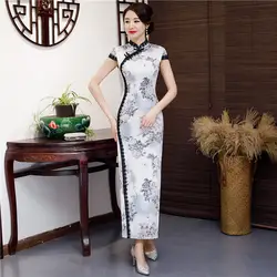 Мода кружево Cheongsam Длинные современные плюс размеры Qi Pao для женщин Китайская традиционная одежда Восточный стиль Повседневное платье Qipao