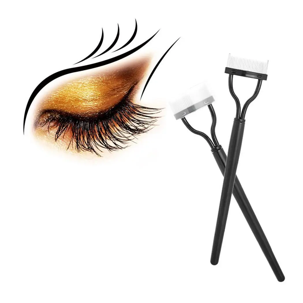 

Brush Black Curler Beauty plastic handle Mascara Cosmetics Eyelash Tool short Comb stainless Guide steel &