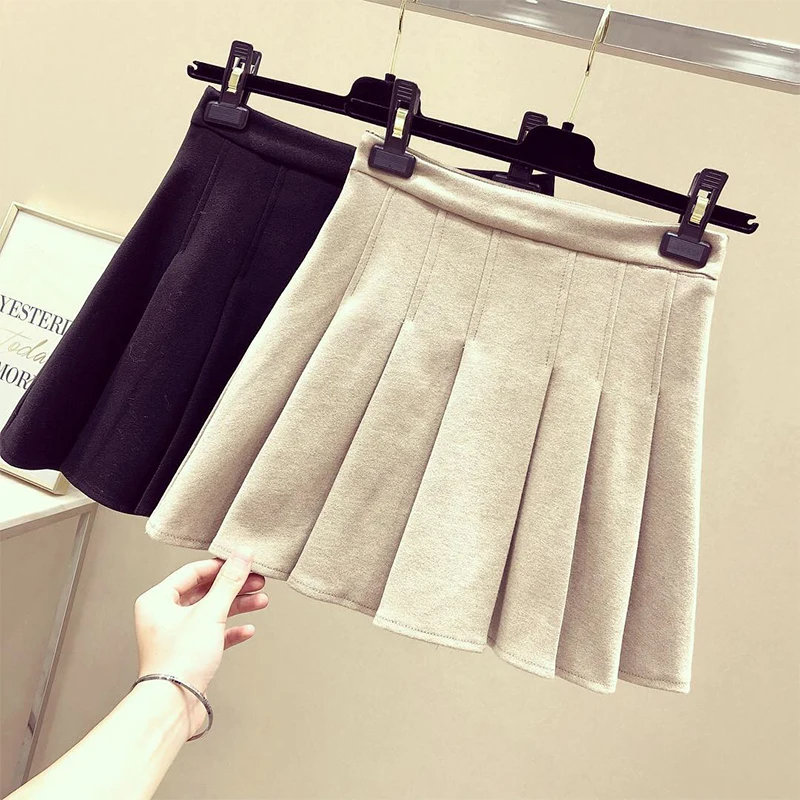 Плиссированная юбка трапециевидной формы, элегантный дизайн, выше колена, мини-длина, завышенная талия, осень