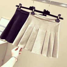 Плиссированная юбка трапециевидной формы, элегантный дизайн, выше колена, мини-длина, завышенная талия, осень