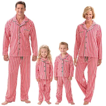 

Family Matching Christmas Pajamas Set Adult Women Men Kids Stripe Sleepwear Nightwear 2018 New Arrival Fall Family Match Pjs Set