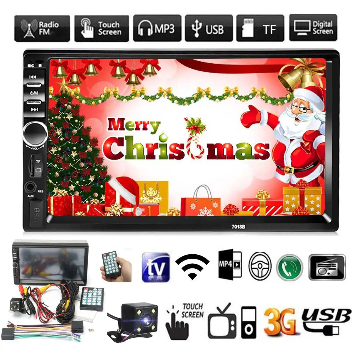 

2 Din Car Radio 7" HD MP5 MP3 Player LCD Touchs Screen Digital Display Bluetooth Multimedia FM Autoradio with Rear View Camera
