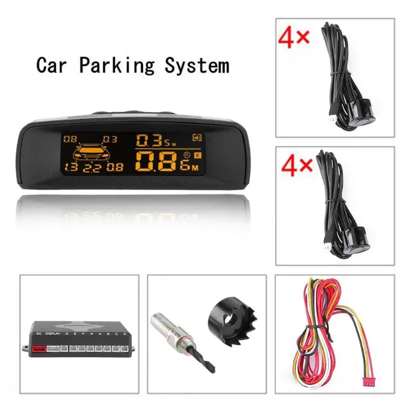 LCD coche LCD Monitor de aparcamiento Kit de Sensor de aparcamiento de automóviles asistencia Parktronic Detector trasero Sistema de Radar de copia de seguridad inversa