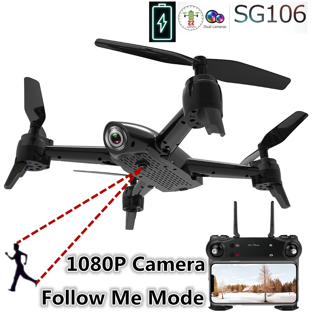 SG106 WiFi FPV RC Drone Optical Flow 1080P HD Dual Camera Real Time Aerial Video RC Quadcopter Aircraft Positioning RTF Toys Kid