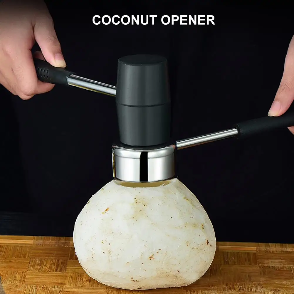 

Food Grade 304 Stainless Steel Coconut Opener Steel Handle Hammer Set Coconut Opener And Steel Handle Rubber Hammer Kitchen Tool