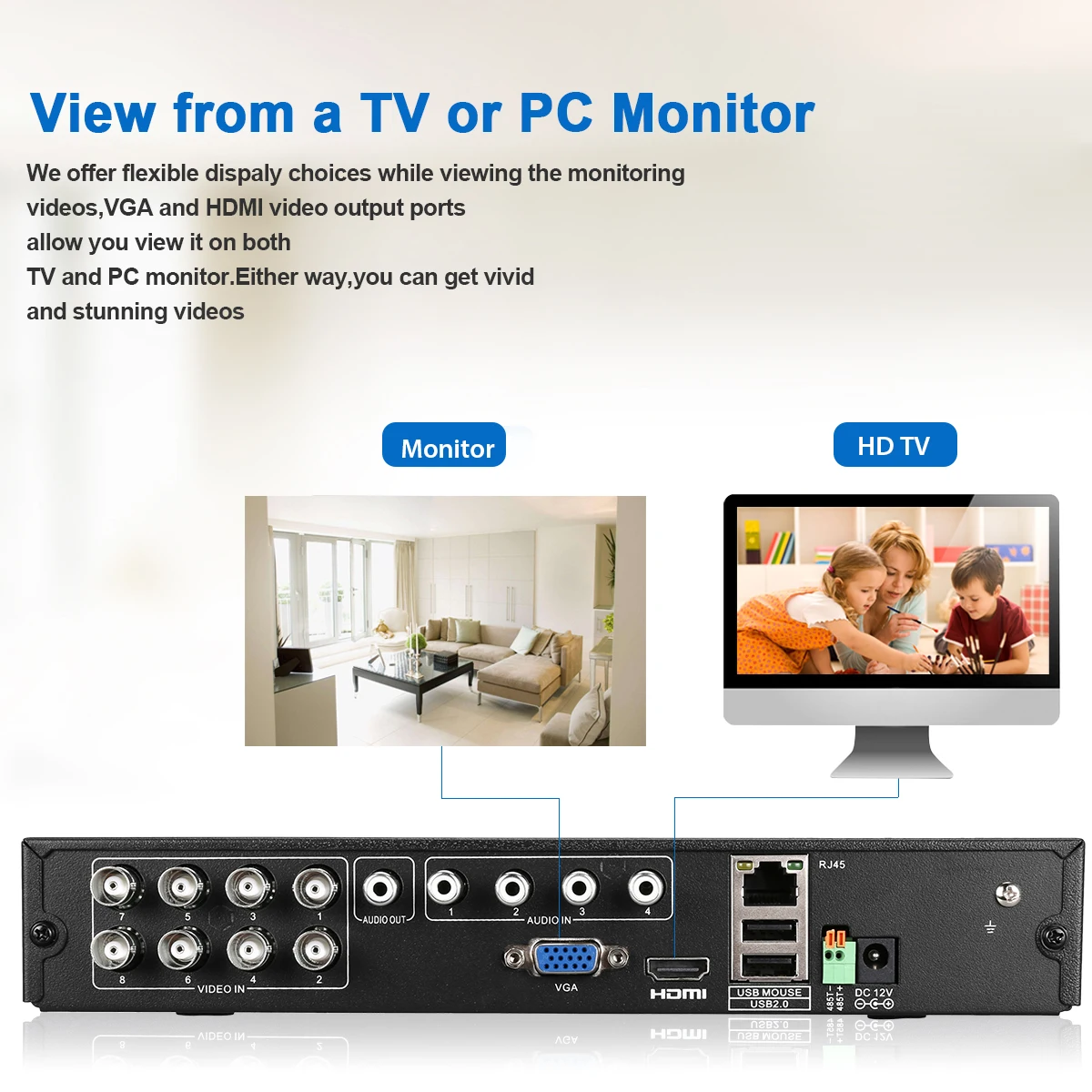 1 шт. видеорегистратор для наблюдения DVR 8CH 1080P 1080N HDMI H.264 CCTV безопасности видео