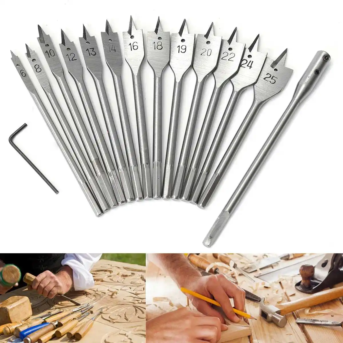 

6-25MM A Set Of Connecting Rod Plus Drill Bit Plus A Small Wrench Packing Hexagonal Shank Drill Sit With A Horizontal Blade