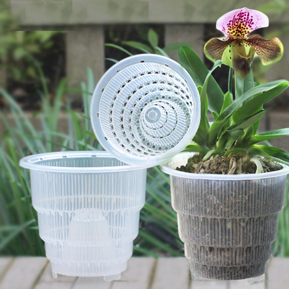 

5/6/7 Inch Mesh Pot PP Clear Orchid Flower Container Planter Durable Fleshy Flower Pot With Holes Home Gardening Decoration #5