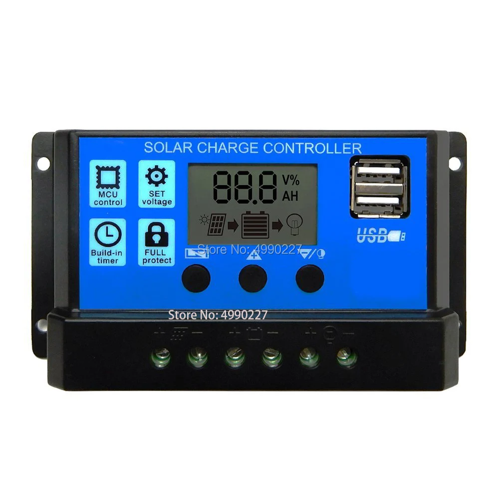 

10PCS X 20A 12V 24V Auto PWM Solar Charge Controller Solar Battery Charger Solar PV Regulators with LCD Display and 5V USB