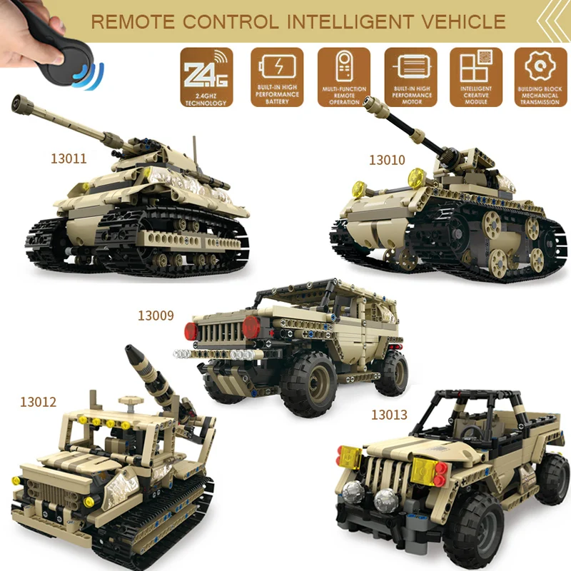 

Armored Union military Technic Series 2.4G Remote Control Car DIY Building Block Bricks Car Educational Toys For Children Gift