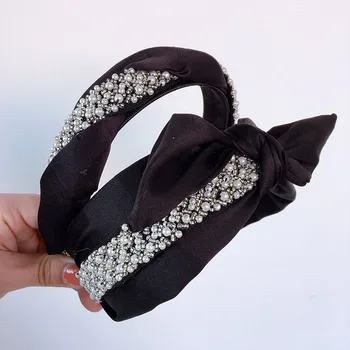 

Korea Crystal Beads Handmade Hairband for Women Rabbit Ears Temperament Knot Headband Buckle for Girls Fashion Hair Accessories