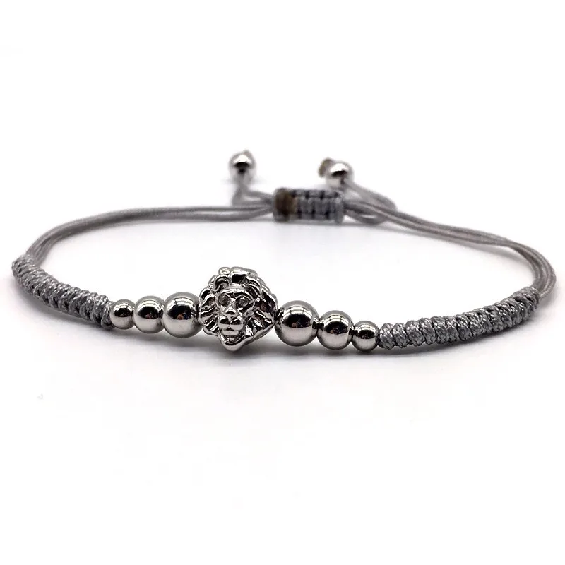 

2019 New Design Lion Men Women Bracelet Simple Fashion Handmade Braided Macrame Weave Beads Charm Bracelet For Men Jewelry Gift