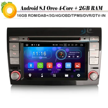 

7" 2 Din DAB+ Android 8.1 Autoradio Sat Nav GPS WiFi 4G Bluetooth DVD RDS DVR BT OBD Car Radio Player FOR FIAT BRAVO 2007--2014