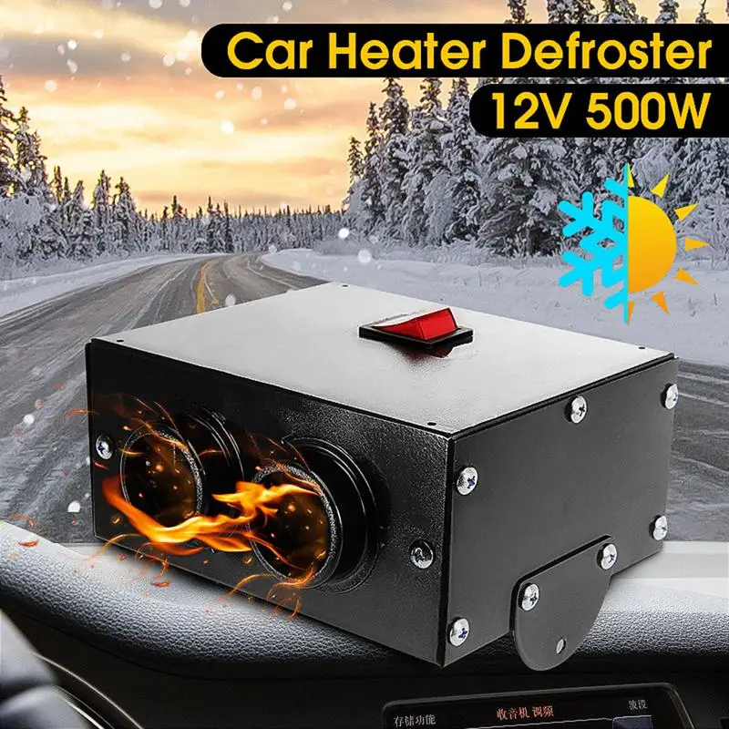 

12V Car Heater Glass Defroster Window Heater For Winter 500W Heating Fans Auto Warm Dryer In Car Goods Interior Accessories