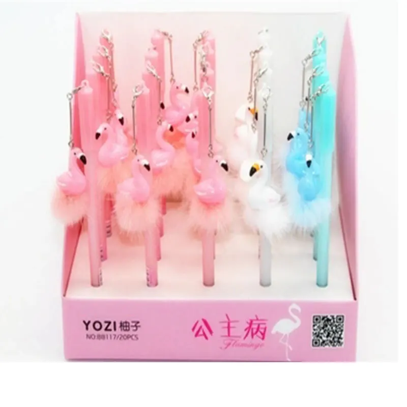 20 шт. гелевые ручки Мультяшные Фламинго черный цветной kawaii подарок чернила для