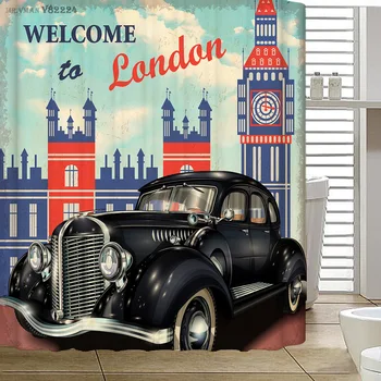 

3D printing retro London shower curtain thickened Polyester Waterproof shower curtain unique shower curtains for bathroom