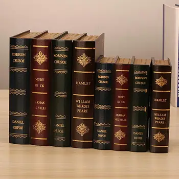 

Vintage Storage Props Book Box Jewelry Storage Packaging Study False Books Ornaments Wooden Bookends Classic Library Decoration