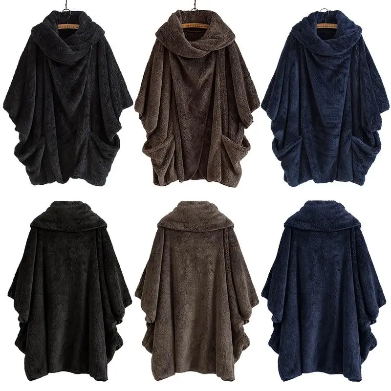 2018 New Autumn Winter Fashion Women Batwing Sleeve Solid Fluffy Fleece Faux Fur Outerwear Warm Sweatshirt Coat Harajuku