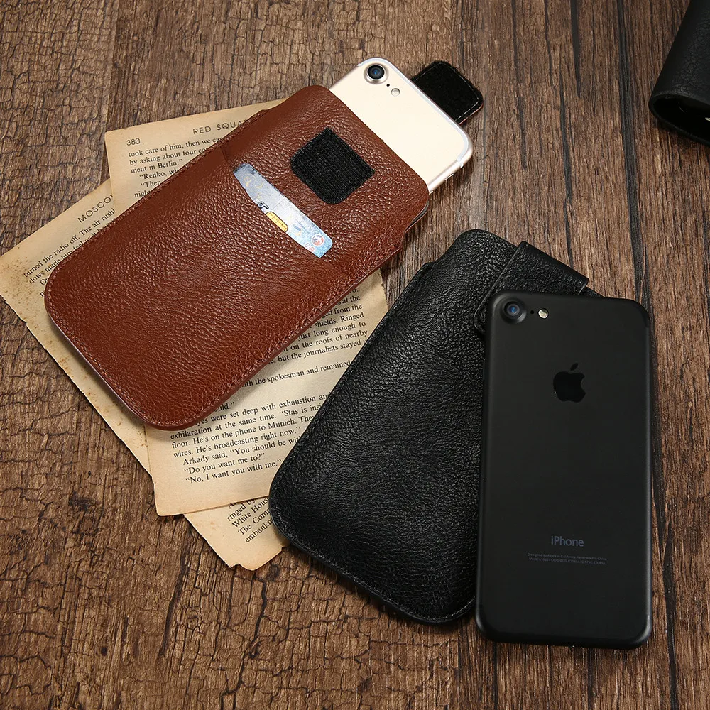 KISSCASE роскошная кожаная сумка для iPhone X 8 универсальная на липучке Samsung Galaxy S9 S10 Xiaomi