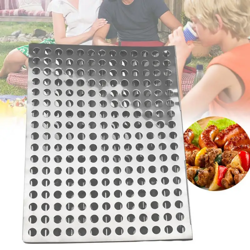 Folding Stainless Steel Barbecue Mesh Non stick Grid Shape BBQ Mat for Outdoor Grill Topper Mesh
