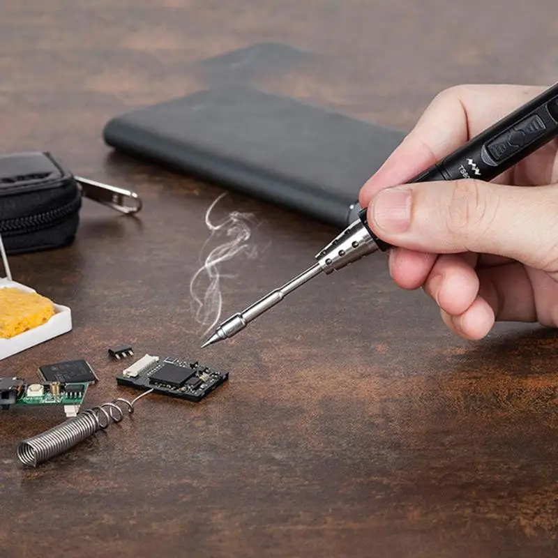 

TS80 Mini Portable Electric Soldering Iron Adjustable Temp Solder Station OLED Display USB Type C Power Jack