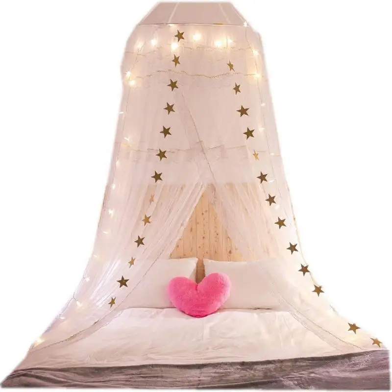 

New dream bed bedroom little princess bed net children's room ceiling double layer lace dome bed net