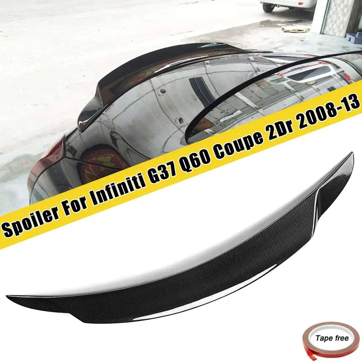 

Real Carbon Fiber High Kick Rear Trunk Spoiler Wing For Infiniti G37 Q60 For Coupe 2Dr 2008 2009 2010 2011 2012 2013 Auto Lip