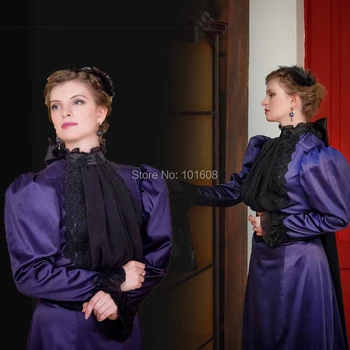

Tailored!Royal Eras Purple Satin Duchess 18th Gothic Theater medieval Renaissance Reenactment DRESS Victorian dresses HL-347