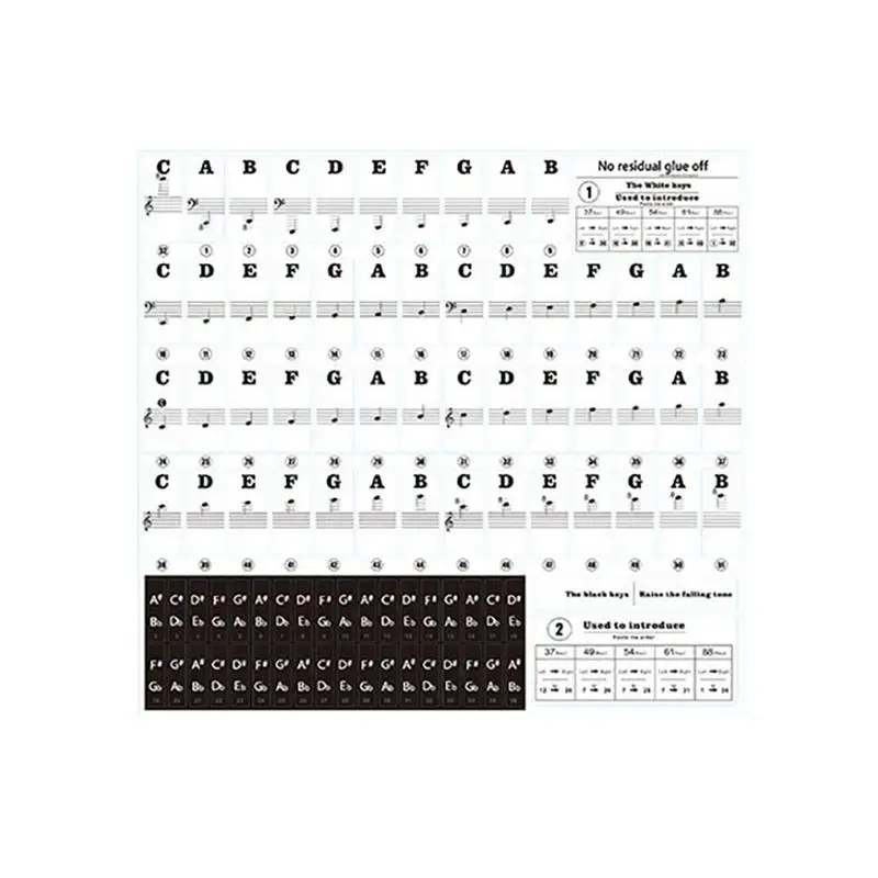 

Transparent 54/61/ 88 Keys Electronic Keyboard Key Sticker White Keys Piano Stave Note Sticker Keyboard Instrument Piano Sticker