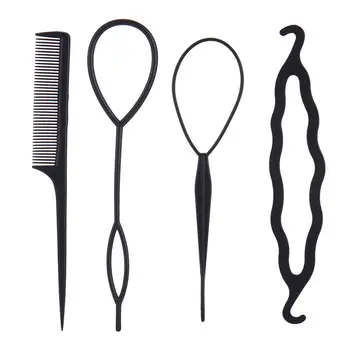 

4Pcs/ Set Hair Disk Pull Hairpins Clips Comb Barrette Styling Tools Kit Braiding Donut Bun Maker Hairdressing Accessories