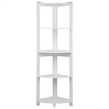 

5-Tier Corner Bookshelf Storage Cabinet Bookcase Rack Organizer CD Book Decor wholesale