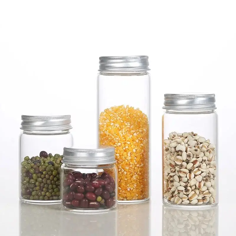 

20pcs/lot 50ml 90ml 120ml 150ml Glass Bottles Empty Sample Jars Container with Screw Cap for DIY Craft Wedding Home Decoration