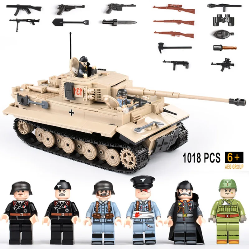 

Technik Military Building Blocks Sets Compatible LegoINGly WW2 German Tank Army City Soldier Police Weapon Bricks Toys for Boys