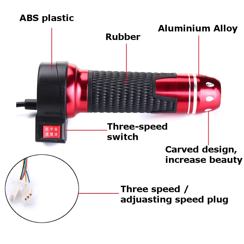 Электрический мотоцикл Скутер велосипед E-Bike12V 24 в 48 в вольт Твист дроссельной заслонки ручки набор для стандартных 22 мм руль 3 провода 3 цвета