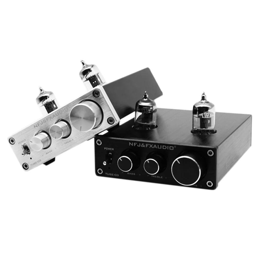 FX-аудиотрубка-03 80 Вт Bile Preamp 6j1 электронная лампа цифровой HiFi усилитель тройной и бас Металлический аудио усилитель 12V1A