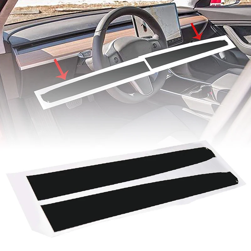 

For Tesla Model 3 Matte Black Interior Dashboard Wood Vinyl Wrap Stickers