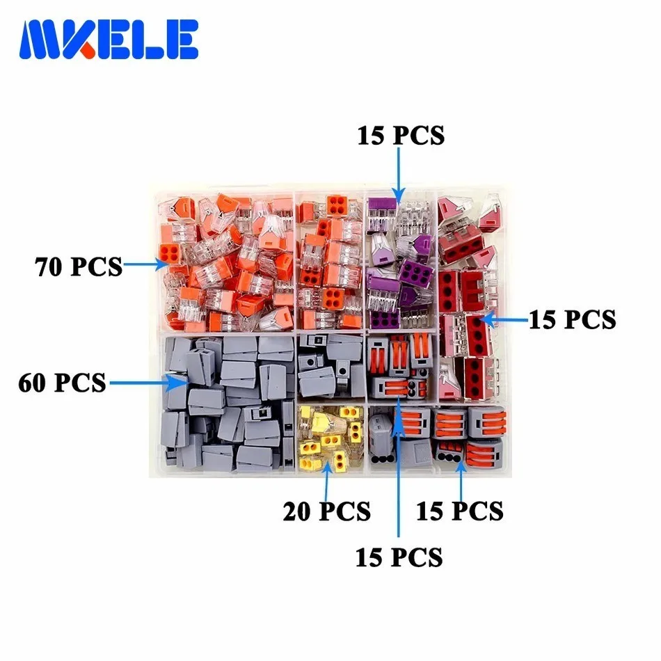 

Connector Voor 5 Kamer Gemengde 7 Modellen Compact Snelle Draad Connector Mini Bedrading Connector Geleiders Terminal Blok pak