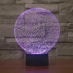 Реклама творческие подарки круг Цифровой 3D градиентный визуальный огни 7 цветов Изменение ночника