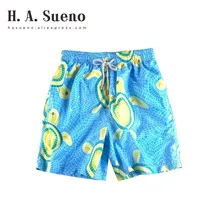 H. A. Sueno Новое поступление, забавные мужские пляжные шорты с черепашками, синие мужские плавки для серфинга, быстросохнущие пляжные шорты/6