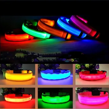 1PC LED Dog Collar Anti-Lost Nylon Light Collar For Dogs Puppy At Night Cool Pug Dog Supplies Pet Products Accessories