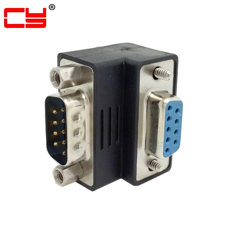 

D-Sub RS232 Female 9Pin Thumbscrew Type Up Right Angled 90 Degree to 9Pin Male Screw Nuts Type Extension Adapter Converter