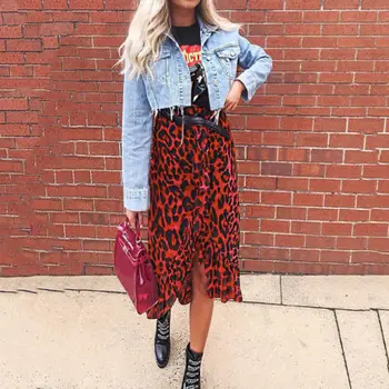 

Women Leopard Print High Waist Skirt Leopard Ladies Casual Clubwear Party Skirts