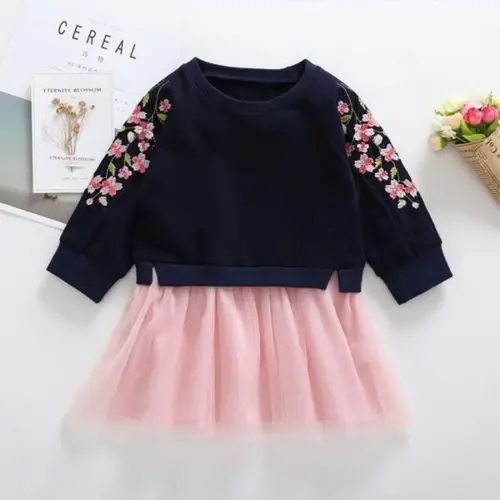 Милая Одежда для новорожденных и маленьких девочек, свитшот, футболка+ мини-юбка-пачка из тюля, комплект из 2 предметов